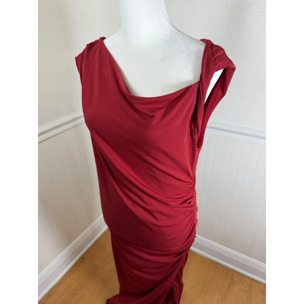 Abercrombie & Fitch Maxi Dress Women S Burgundy Red One Shoulder Ruched Gown